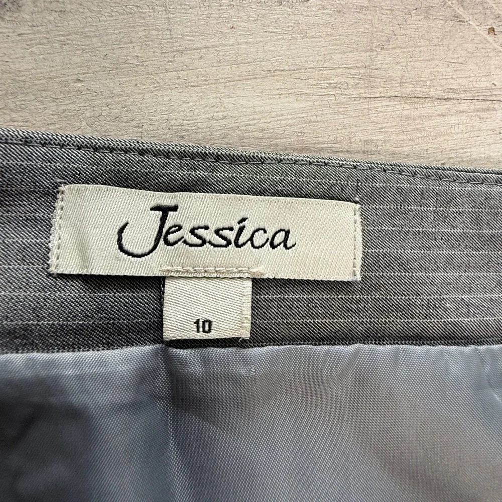 Vintage Y2K Jessica Womens Gray Pinstripe Midi Skirt Size 10 Career Work Office‎
